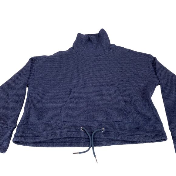 Sweaty Betty Sweatshirt Womens Navy US 8-10 Boucle Funnel Neck Cropped Pullover - Picture 13 of 16
